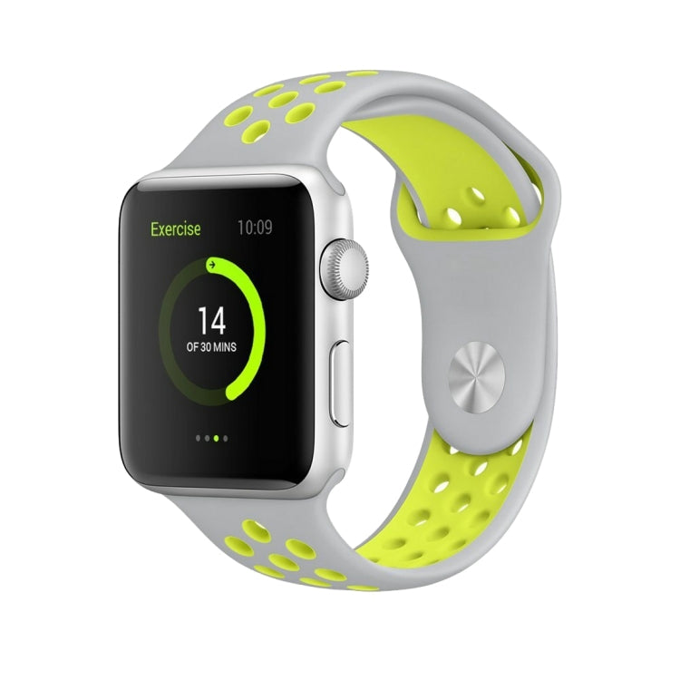 Apple Watch Series 10 42mm / 9&8&7 41mm / SE 3&SE 2&6&SE&5&4 40mm / 3&2&1 38mm用 ファッショナブル クラシック シリコン スポーツウォッチバンド（グレー ホワイト）、WA1230A、WA1230B、WA1230BG、WA1230BH、WA1230BL、WA1230BM、WA1230BR、WA1230BY、WA1230C、WA1230D、WA1230DW