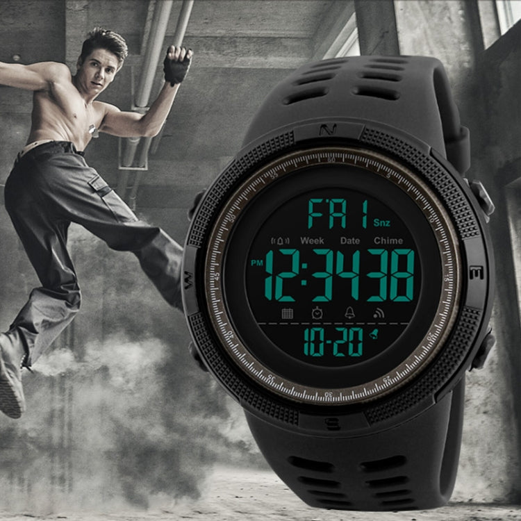 SKMEI 1251 メンズファッショナブルアウトドア 50m防水スポーツデジタル腕時計 PUバンド付き
