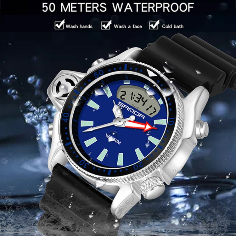 SANDA 3008 多機能メンズ屋外スポーツ 夜光 50m防水デジタル腕時計