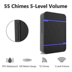 N15K-1T1-B 110dB ワイヤレス IP55 防水 低消費電力 WiFi ドアベル受信機 ナイトライト付き、53曲選択可能、受信距離：300m、N15K-1T1-B ホワイト、N15K-1T1-B ブラック