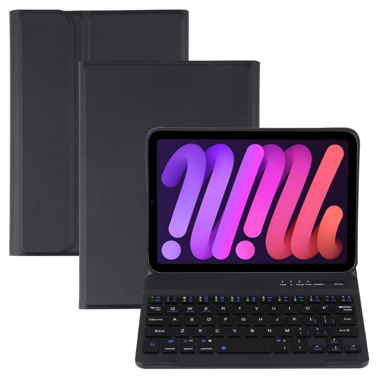 A06 着脱式 ラムスキンテクスチャー 超薄型 TPU Bluetoothキーボード レザータブレットケース スタンド付き iPad mini 6 / mini 7用, A06