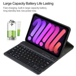 A06 着脱式 ラムスキンテクスチャー 超薄型 TPU Bluetoothキーボード レザータブレットケース スタンド付き iPad mini 6 / mini 7用, A06