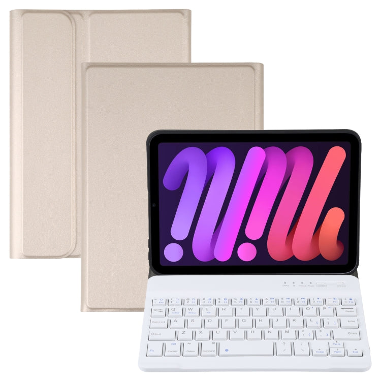 A06 着脱式 ラムスキンテクスチャー 超薄型 TPU Bluetoothキーボード レザータブレットケース スタンド付き iPad mini 6 / mini 7用, A06