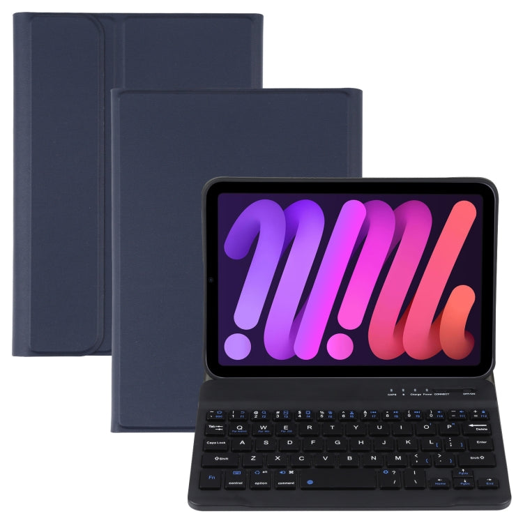 A06 着脱式 ラムスキンテクスチャー 超薄型 TPU Bluetoothキーボード レザータブレットケース スタンド付き iPad mini 6 / mini 7用, A06