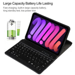 A06S 着脱式 ラムスキンテクスチャー 超薄型 TPU バックライト Bluetoothキーボード レザータブレットケース スタンド付き iPad mini 6 / mini 7用, A06S
