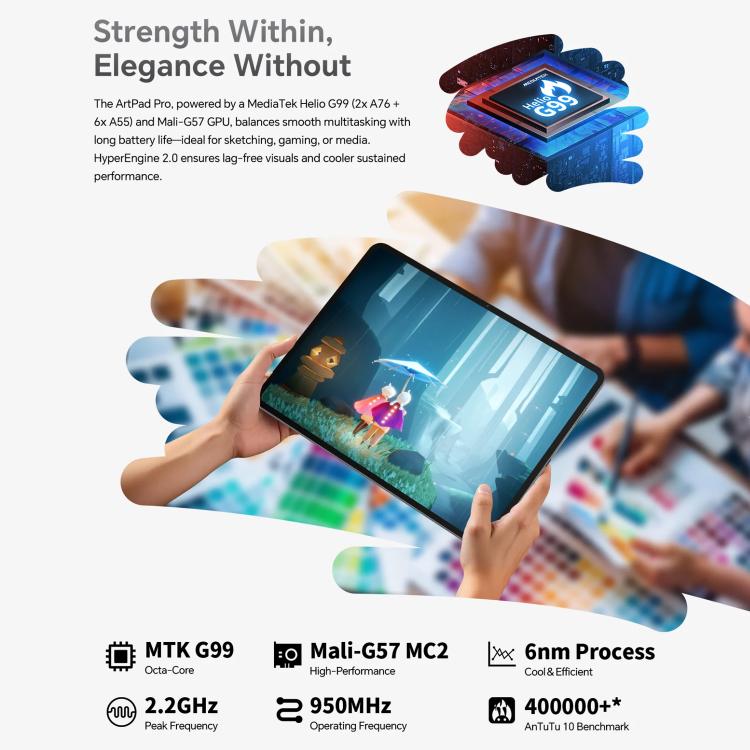 Teclast ArtPad Pro タブレットPC、8GB+256GB、12.7インチ Android 15 MTK Helio G99 オクタコア、4Gネットワーク デュアルSIM、ArtPad Pro