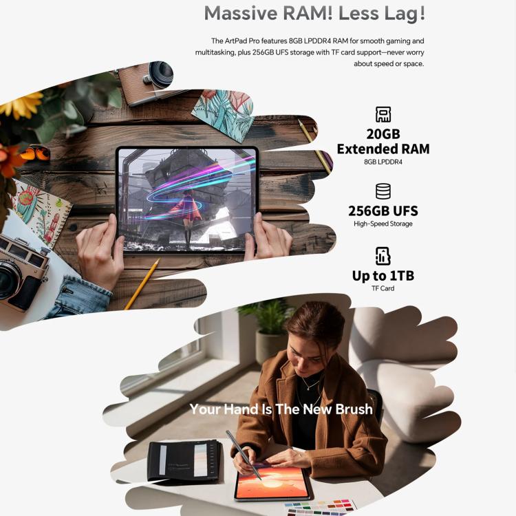 Teclast ArtPad Pro タブレットPC、8GB+256GB、12.7インチ Android 15 MTK Helio G99 オクタコア、4Gネットワーク デュアルSIM、ArtPad Pro