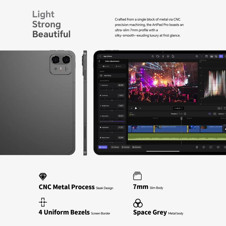 Teclast ArtPad Pro タブレットPC、8GB+256GB、12.7インチ Android 15 MTK Helio G99 オクタコア、4Gネットワーク デュアルSIM、ArtPad Pro