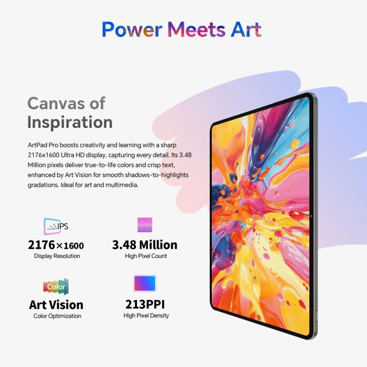 Teclast ArtPad Pro タブレットPC、8GB+256GB、12.7インチ Android 15 MTK Helio G99 オクタコア、4Gネットワーク デュアルSIM、ArtPad Pro