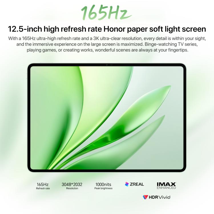 Honor MagicPad3 12.5インチ WiFiタブレットPC、8GB+256GB MagicOS 9.0.1 Qualcomm Snapdragon 8 Gen3 オクタコア、8GB+256GB