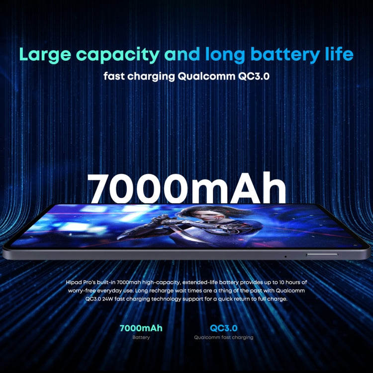 キーボードなし、Android 11、Qualcomm Snapdragon 662 オクタコア 最大2.0GHz、デュアルSIM＆Bluetooth＆WiFi＆TFカード対応（ブラック＋ブルー）、HiPad Pro 8GB+128GB