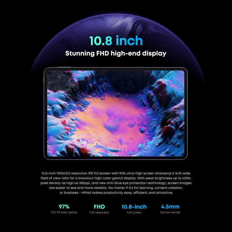 キーボードなし、Android 11、Qualcomm Snapdragon 662 オクタコア 最大2.0GHz、デュアルSIM＆Bluetooth＆WiFi＆TFカード対応（ブラック＋ブルー）、HiPad Pro 8GB+128GB