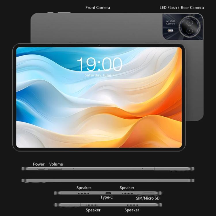 Teclast T60 Pro 4G LTE タブレットPC、8GB+128GB、12インチ Android 15 MediaTek Helio G99 オクタコア、デュアルSIM対応、T60 Pro