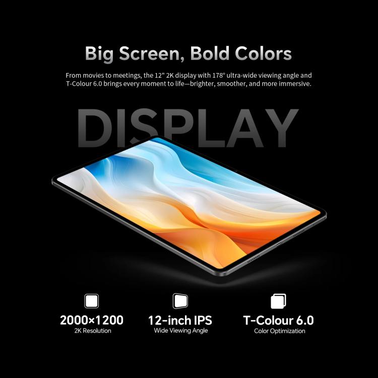 Teclast T60 Pro 4G LTE タブレットPC、8GB+128GB、12インチ Android 15 MediaTek Helio G99 オクタコア、デュアルSIM対応、T60 Pro