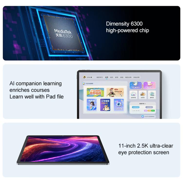 Lenovo Xiaoxin Pad 11インチ WiFiタブレット、6GB+128GB、Android 15、MediaTek Dimensity 6300 オクタコア、6GB+128GB WiFi、6GB+128GB