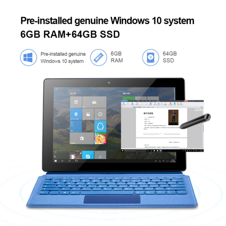 Windows 10 システム、Intel Gemini Lake N4120 クアッドコア 最大2.6GHz、キーボード＆スタイラスペン付き、デュアルバンドWiFi＆Bluetooth＆TFカード＆HDMI対応、米国プラグ、キーボード＆スタイラスペン付きW10