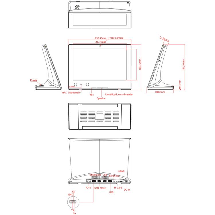 10.1インチ IPSスクリーン オールインワンPC、1GB+16GB、Android 6.0、クアッドコア Cortex A17、1.2G、RK3128、RJ45 & Bluetooth & WiFi & TFカード & HDMI対応、1+16GB Android 6.0