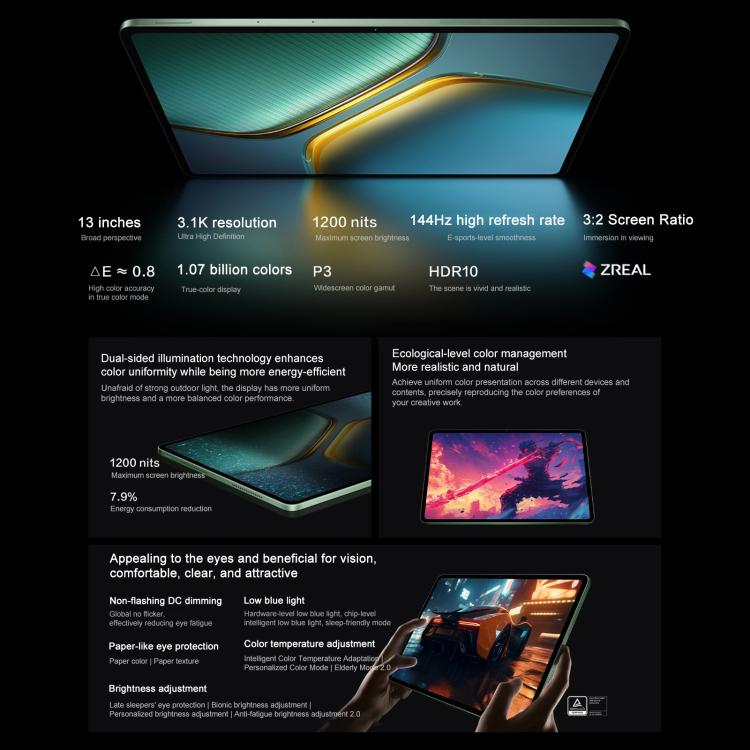 iQOO Pad5 Pro 13インチタブレットPC、12GB+512GB、OriginOS 5 MediaTek Dimensity 9400+ オクタコア、12GB+512GB