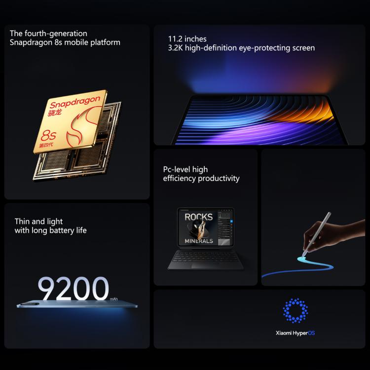 Xiaomi Pad 8 11.2インチ、8GB+128GB、HyperOS 3 Qualcomm Snapdragon 8s Gen4 オクタコア、8GB+128GB