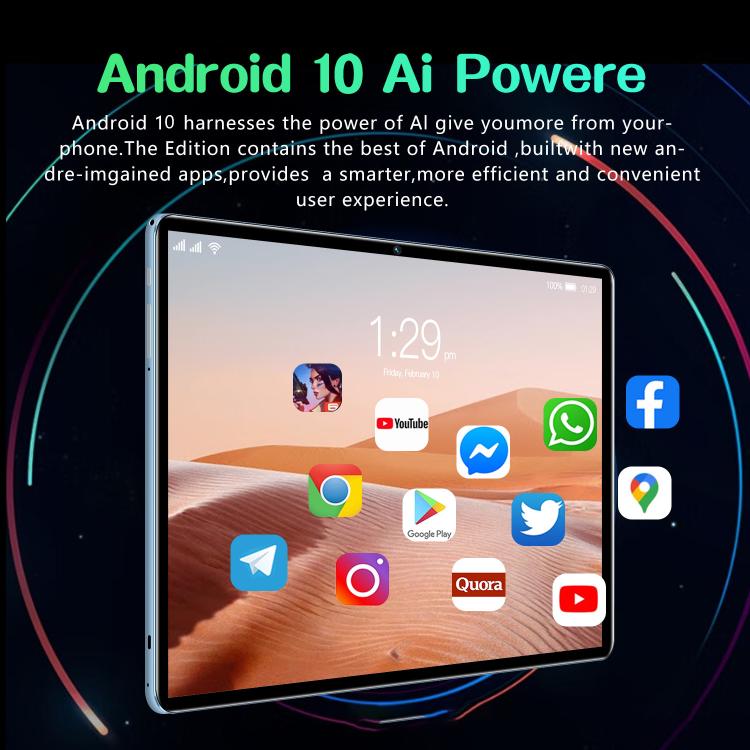 BDF P70 10.1インチ 4G LTE タブレットPC、6GB+128GB、Android 10 MTK6750 オクタコア、デュアルSIM対応、EUプラグ、8GB+256GB、EUプラグ