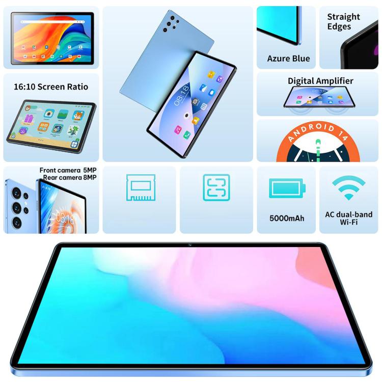 BDF H39 10.1インチ 4G LTE タブレットPC、4GB+64GB、Android 10 MTK6750 オクタコア、デュアルSIM対応、EUプラグ、6GB+128GB、EUプラグ