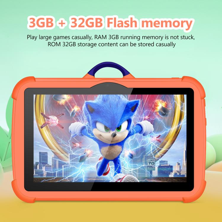 BDF C8 7インチ WiFi キッズタブレットPC、1GB+16GB、Android 8.1 MTK6735 オクタコアCPU、USプラグ、3GB+32GB
