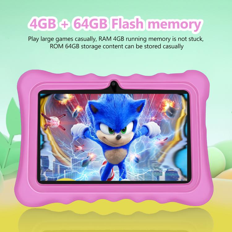 BDF T7 7インチ WiFi キッズタブレットPC シリコンケース付き、2GB+32GB、Android 8.1 MTK6735 クアッドコアCPU、USプラグ、4GB+64GB