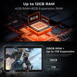 HOTWAV Tab R8 IP68/IP69K 耐衝撃タブレット、4GB+128GB、10.1インチ Android 14 Unisoc T606 オクタコア 4Gネットワーク、グローバル版 Google Play対応、EUプラグ、Tab R8