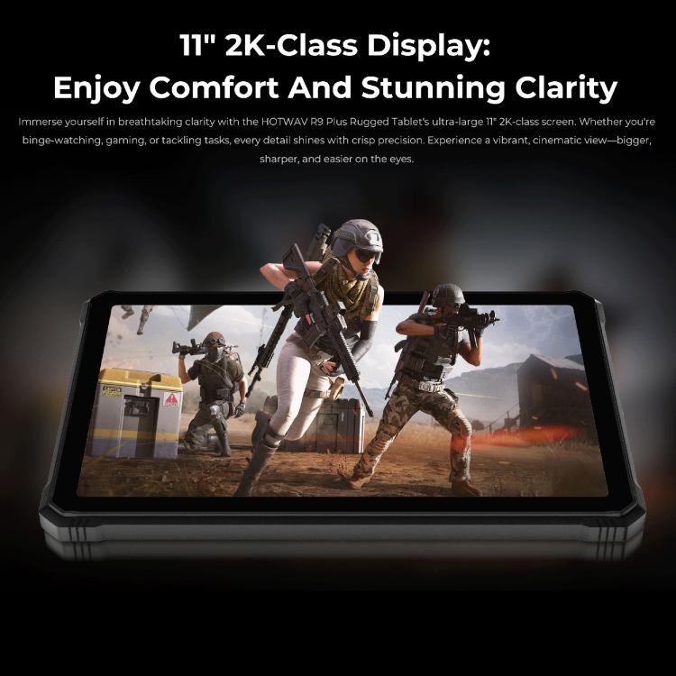 HOTWAV Tab R9 Plus IP68/IP69K 耐衝撃タブレット、8GB+512GB、11インチ Android 14 Unisoc T7280 オクタコア 4Gネットワーク、グローバル版 Google Play対応、EUプラグ、Tab R9 Plus