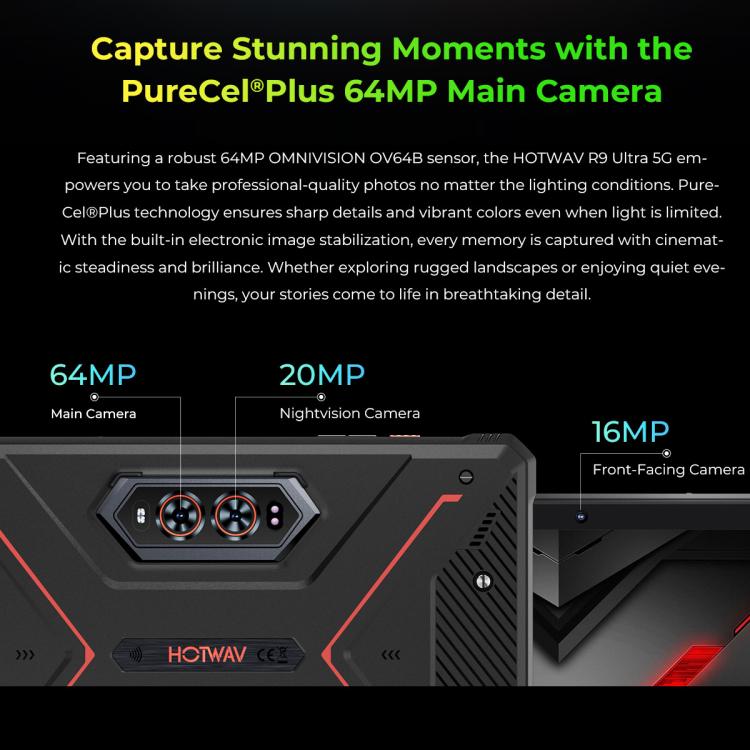 HOTWAV Tab R9 Ultra IP68/IP69K 耐衝撃タブレット、8GB+512GB、11インチ Android 15 Unisoc T8200 オクタコア 5Gネットワーク、グローバル版 Google Play対応、EUプラグ、Tab R9 Ultra