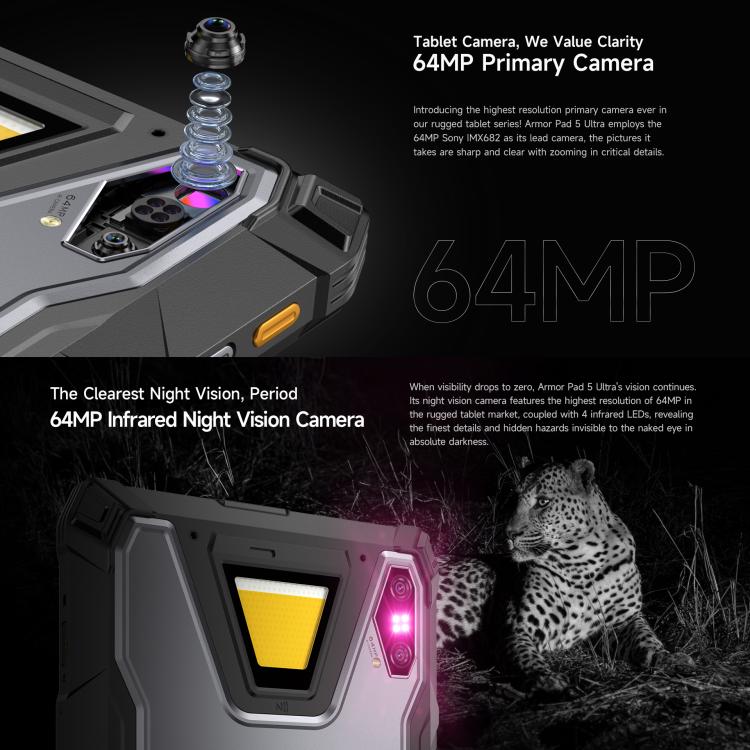 Ulefone Armor Pad 5 Ultra 耐衝撃タブレットPC、12GB+512GB、11インチ Android 15 MediaTek Dimensity 7400X オクタコア 5Gネットワーク、EUプラグ、Armor Pad 5 Ultra