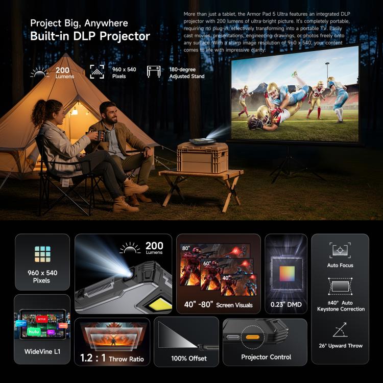 Ulefone Armor Pad 5 Ultra 耐衝撃タブレットPC、12GB+512GB、11インチ Android 15 MediaTek Dimensity 7400X オクタコア 5Gネットワーク、EUプラグ、Armor Pad 5 Ultra