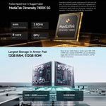 Ulefone Armor Pad 5 Pro 耐衝撃タブレットPC、12GB+512GB、11インチ Android 15 MediaTek Dimensity 7400X オクタコア 5Gネットワーク、EUプラグ、Armor Pad 5 Pro