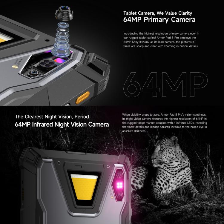 Ulefone Armor Pad 5 Pro 耐衝撃タブレットPC、12GB+512GB、11インチ Android 15 MediaTek Dimensity 7400X オクタコア 5Gネットワーク、EUプラグ、Armor Pad 5 Pro