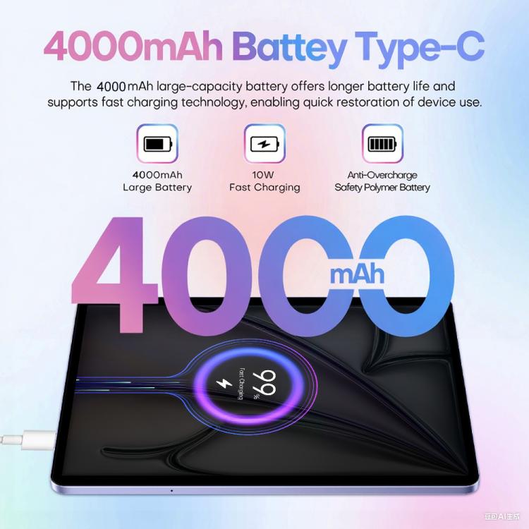 Pad 8 Pro 10.1インチ 4G LTE タブレットPCコンボセット、4GB+32GB、Android 10 MT6755 オクタコア、キーボード／マウス／レザーケース付き、USプラグ、USプラグ