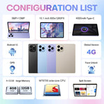Pad 8 Pro 10.1インチ 4G LTE タブレットPCコンボセット、4GB+32GB、Android 10 MT6755 オクタコア、キーボード／マウス／レザーケース付き、EUプラグ、EUプラグ