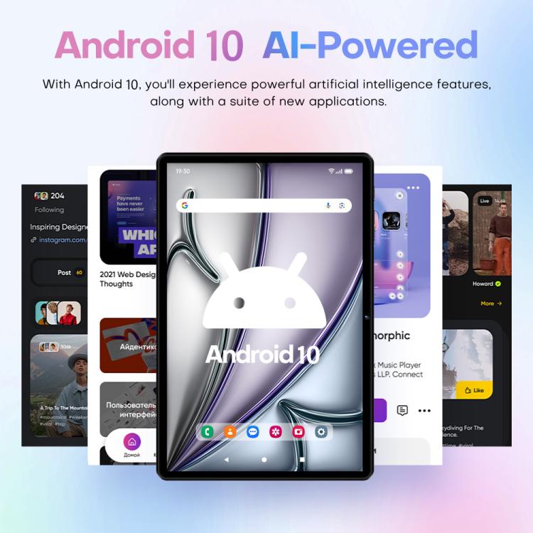 Pad 8 Pro 10.1インチ 4G LTE タブレットPCコンボセット、4GB+32GB、Android 10 MT6755 オクタコア、キーボード／マウス／レザーケース付き、UKプラグ、UKプラグ