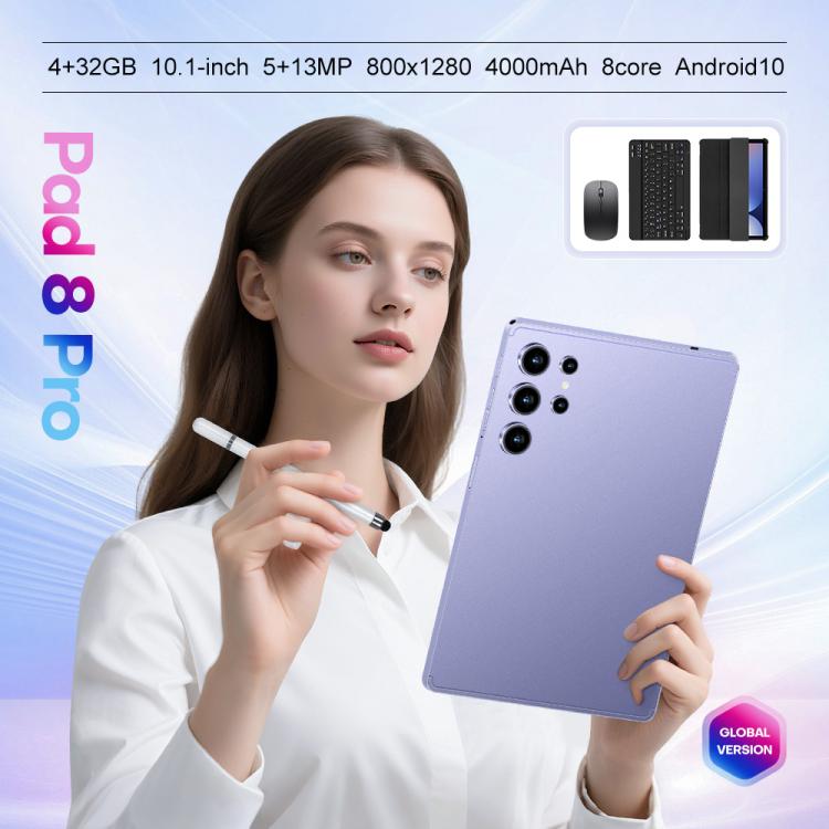 Pad 9 Pro 10.1インチ 4G LTE タブレットPCコンボセット、4GB+32GB、Android 10 MT6755 オクタコア、キーボード／マウス／レザーケース付き、EUプラグ、EUプラグ
