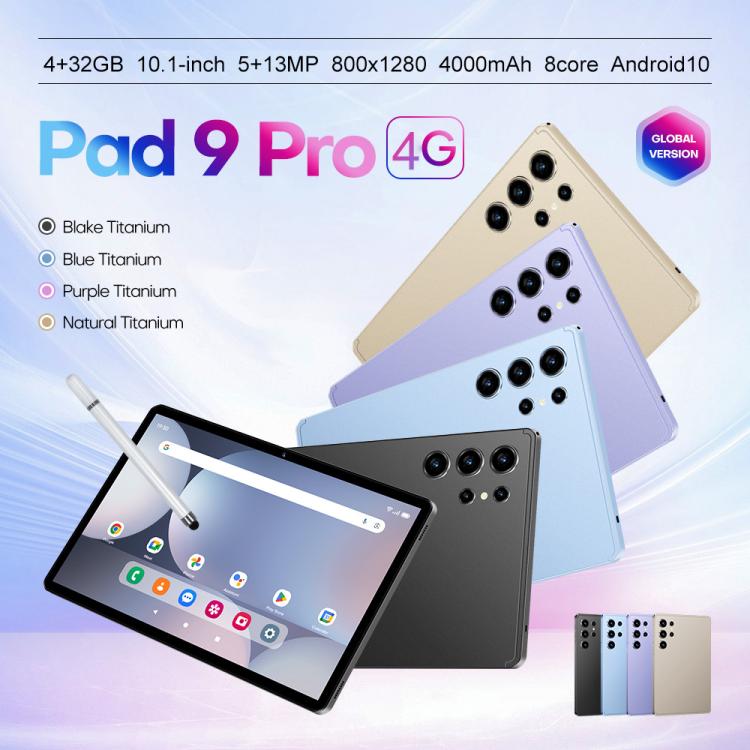 Pad 9 Pro 10.1インチ 4G LTE タブレットPCコンボセット、4GB+32GB、Android 10 MT6755 オクタコア、キーボード／マウス／レザーケース付き、UKプラグ、UKプラグ