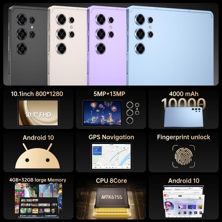 Pad 25 Ultra 10.1インチ 4G LTE タブレットPC、4GB+32GB、Android 10 MTK6755 オクタコア、AUプラグ、AUプラグ