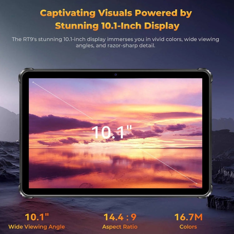 OUKITEL RT9 4G ネットワーク IP68/IP69K ラギッドタブレット、6GB+256GB、11インチ Android 14 Unisoc T606 オクタコア デュアルSIM対応、EUプラグ、RT9 6GB+256GB