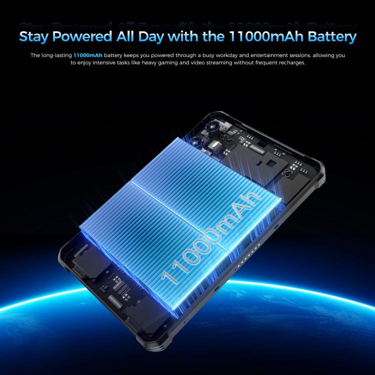 OUKITEL RT3 Plus 4Gネットワーク IP68/IP69K 耐衝撃タブレット、4GB+128GB、8.0インチ Android 15 MediaTek G81 オクタコア デュアルSIM対応、EUプラグ、RT3 Plus 4GB+128GB