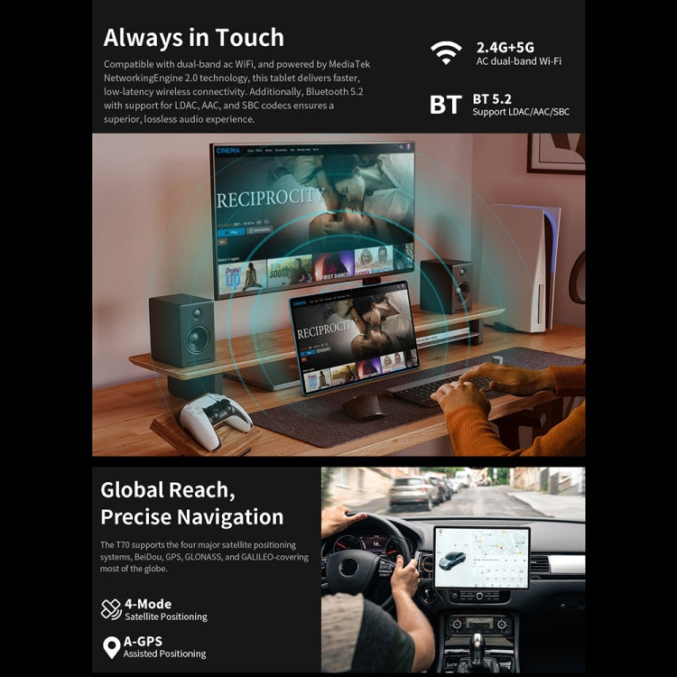 Teclast T70 4G LTE タブレットPC、8GB+256GB、14インチ Android 14 MediaTek Helio G99 オクタコア、デュアルSIM対応、T70
