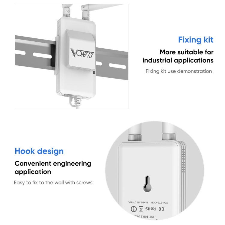 VONETS VAP11S-5G ミニワイヤレスブリッジ 900Mbps WiFiリピーター 2アンテナ＆ファン付き
