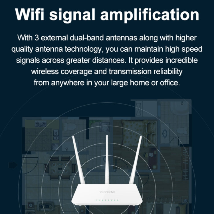 Tenda F3 ワイヤレス 2.4GHz 300Mbps WiFiルーター 3*5dBi外部アンテナ付き、F3