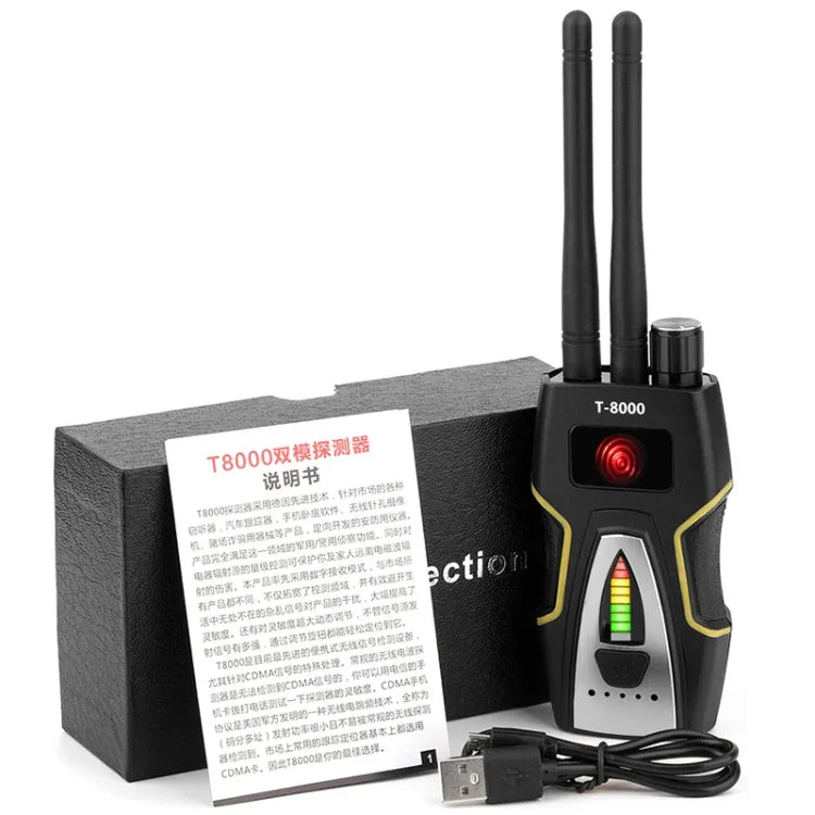 T-8000 RF信号検出器 GSM音声検出器 GPSスキャン検出器, T-8000 シルバー