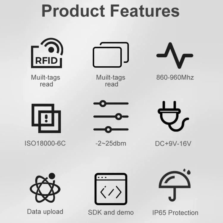 UHF 電子タグ識別 RFIDリーダー／ライター 7dbiアンテナ一体型リーダー、スタイル：USB仮想ポート、USB仮想ポート