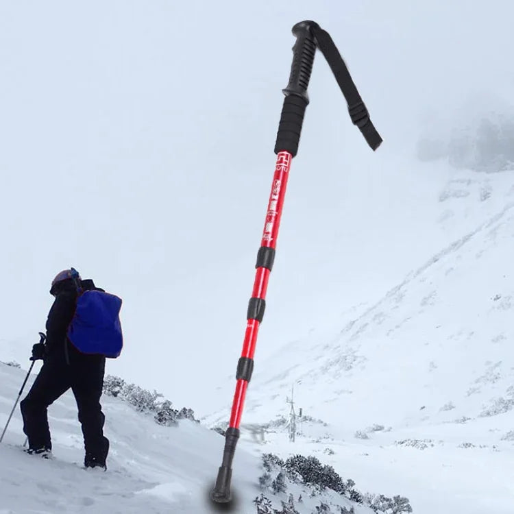 105cm 登山用四直軸杖、レッド#105cm