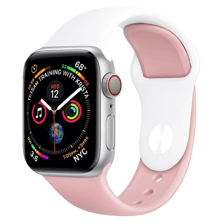 Apple Watch Series 3 & 2 & 1 42mm用 ダブルカラ―シリコンウォッチバンド（ライトブルー＋ライトピンク）