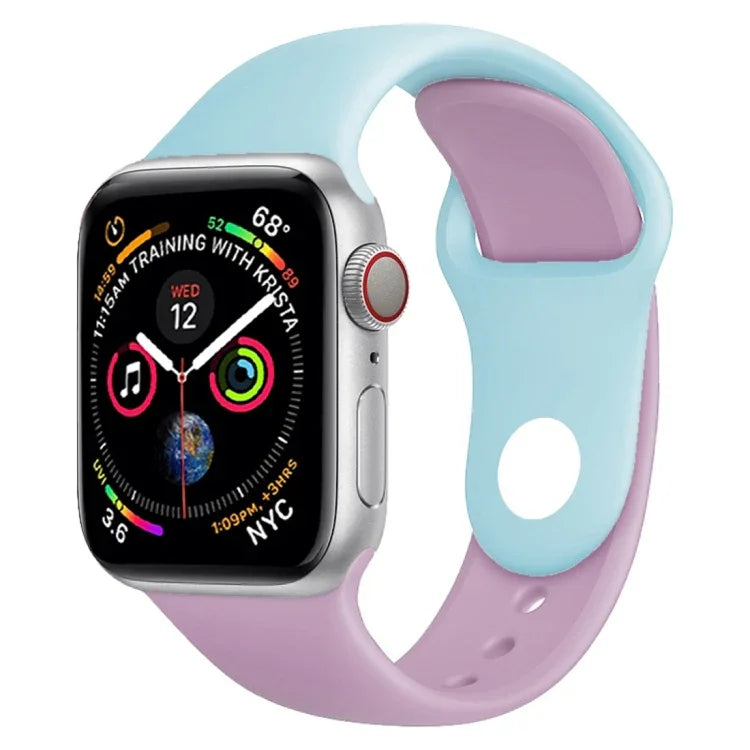 Apple Watch Series 3 & 2 & 1 42mm用 ダブルカラ―シリコンウォッチバンド（ライトブルー＋ライトピンク）